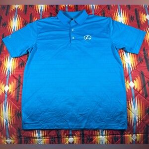 Callaway Opti Dri Men's Large Lexus Logo Short Sleeve Polo Shirt Golf Cars Blue